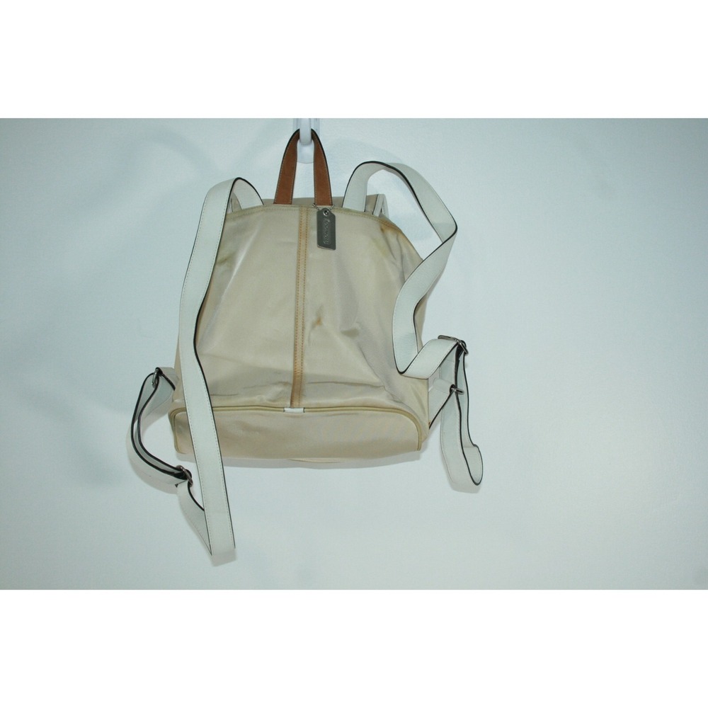 Coach Tan Nylon Double Pocket Drawstring Women's Backpack Purse Bag 6258 - Picture 4 of 12